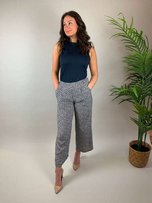 Ichi Hawaii Cropped Trousers Navy