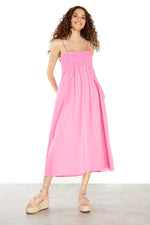 Pink Carnation Ruffled Midi Dress
