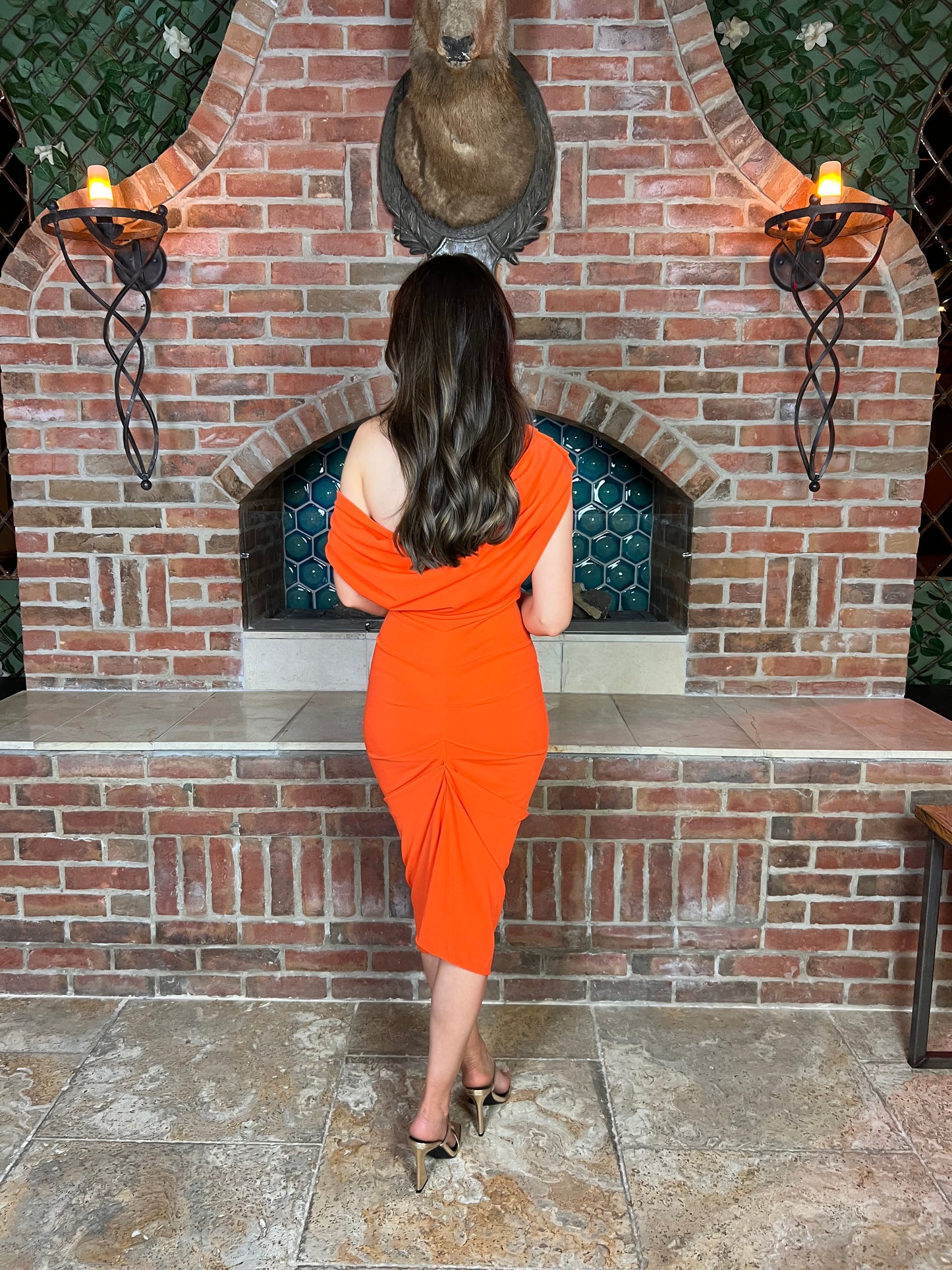 Janus Crepe Dress Orange